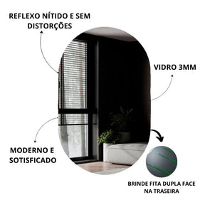 Espelho Oval Aura com LED 40x50 – Não Precisa Furar a Parede