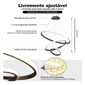 Lustre Aurora de LED com 3 Cores – Bivolt
