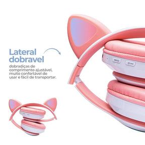 Fone de Ouvido Orelha de Gatinho com Led - Headphone