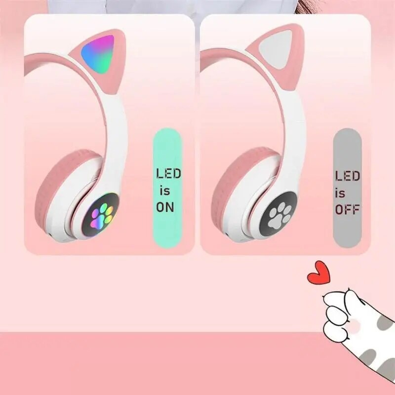 Fone de Ouvido Orelha de Gatinho com Led - Headphone